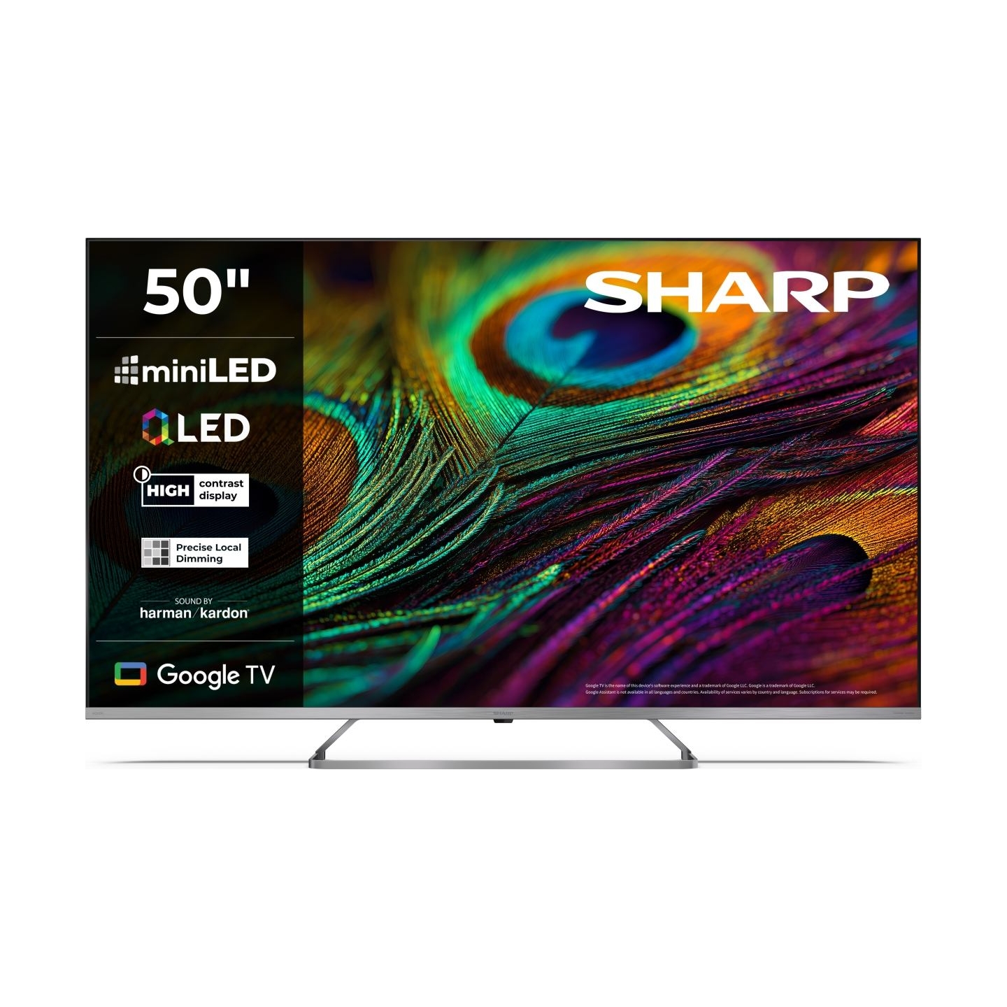 Sharp 4K QLED MiniLED TV | 50JP7265E | 50 | Smart TV | Google TV | UHD | Silver