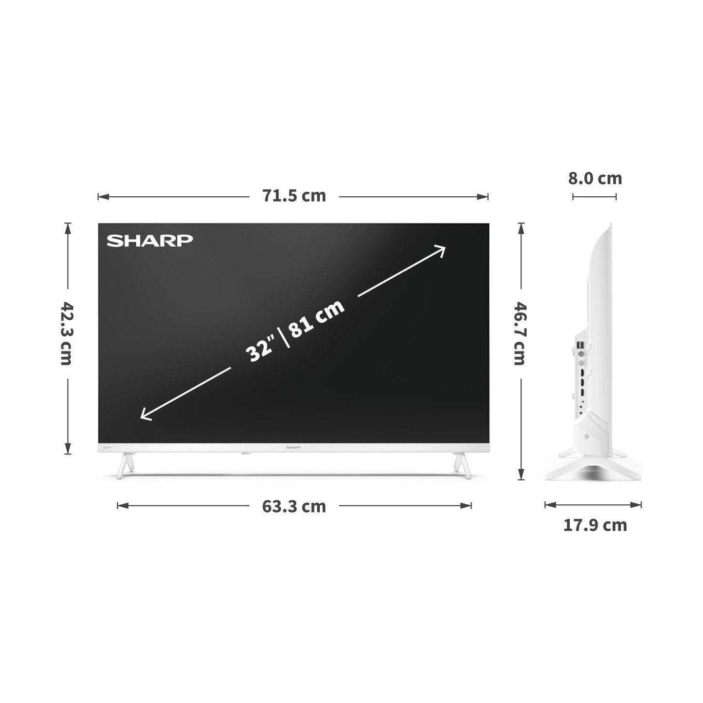 Sharp | 32HF2265EW | 32 | Smart TV | Google TV | White