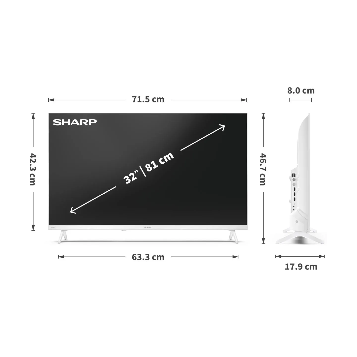 Sharp | 32HF2265EW | 32 | Smart TV | Google TV | White