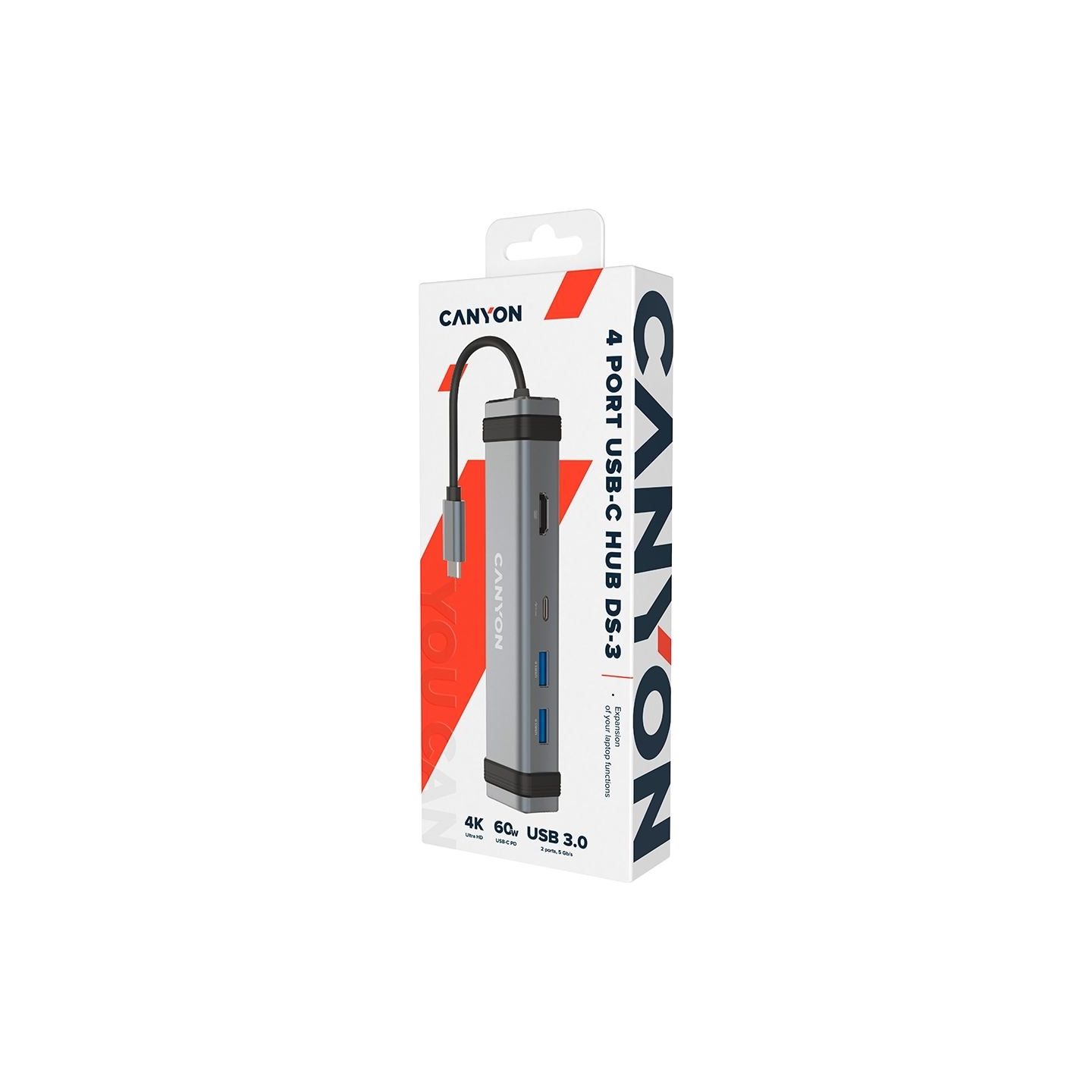 Canyon hub DS-3 4in1 USB-C Space Grey