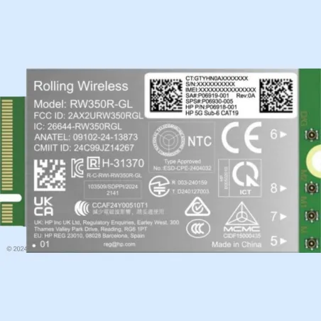 HP 5G Modem m.2 WWAN 4G/5G Sub-6 GHz FM350-GL Mobile Broadband Cellular (compatible with WWAN-ready EliteBook 8 X - G1i G1a - 13