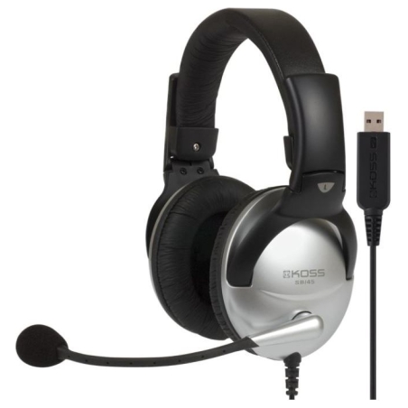 Koss | Gaming headphones | SB45 USB | Wired | On-Ear | Microphone | Silver/Black | Noise canceling