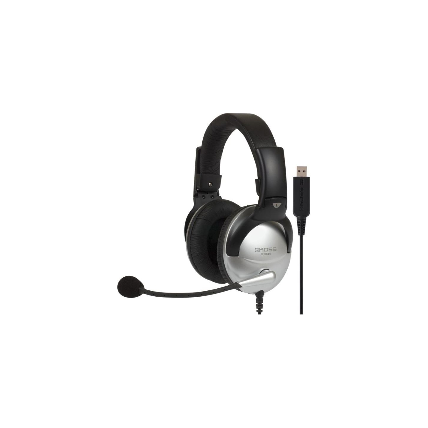 Koss | Gaming headphones | SB45 USB | Wired | On-Ear | Microphone | Silver/Black | Noise canceling
