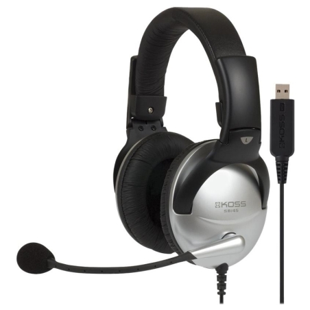 Koss | Gaming headphones | SB45 USB | Wired | On-Ear | Microphone | Silver/Black | Noise canceling