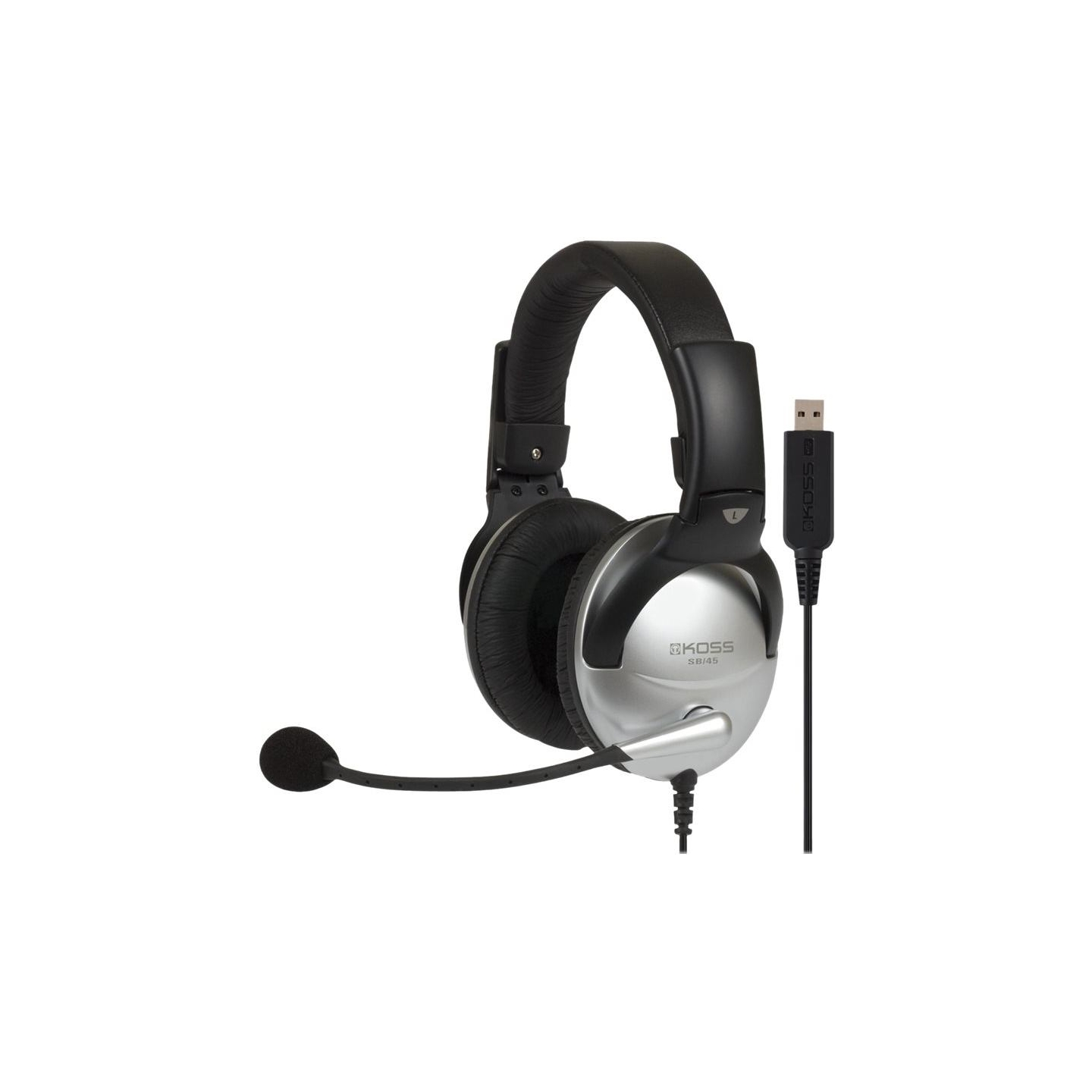 Koss | Gaming headphones | SB45 USB | Wired | On-Ear | Microphone | Silver/Black | Noise canceling