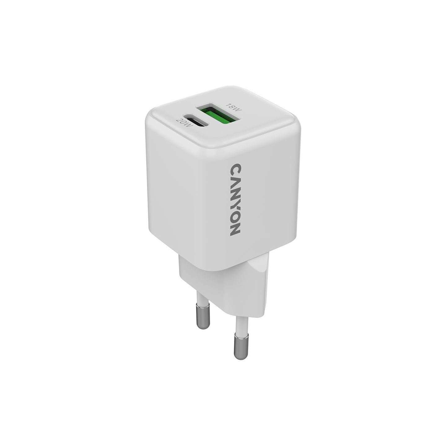 Canyon charger CU20AC GaN 20W 1xPD 1xQC EU White