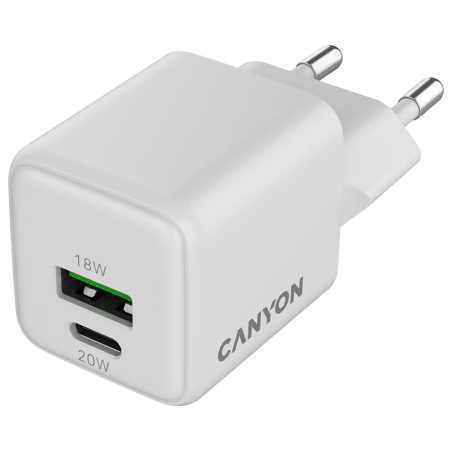 Canyon charger CU20AC GaN 20W 1xPD 1xQC EU White