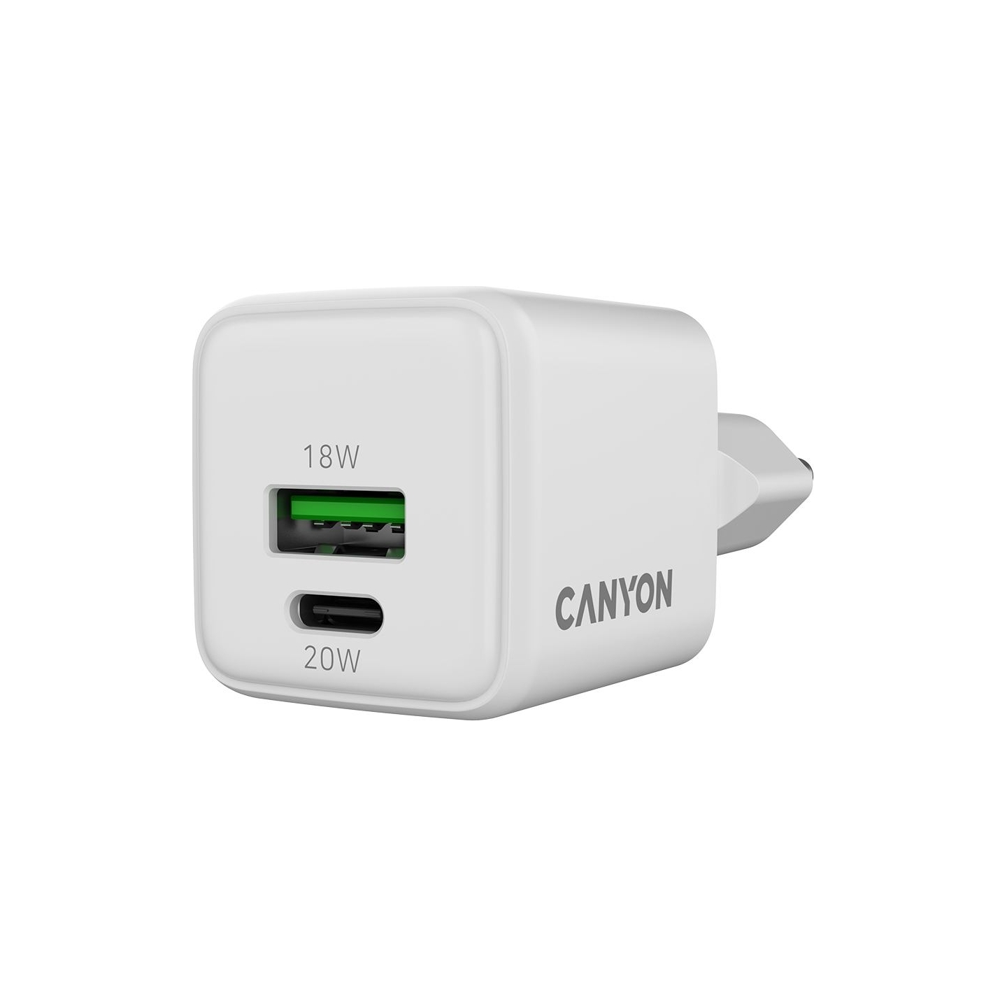 Canyon charger CU20AC GaN 20W 1xPD 1xQC EU White