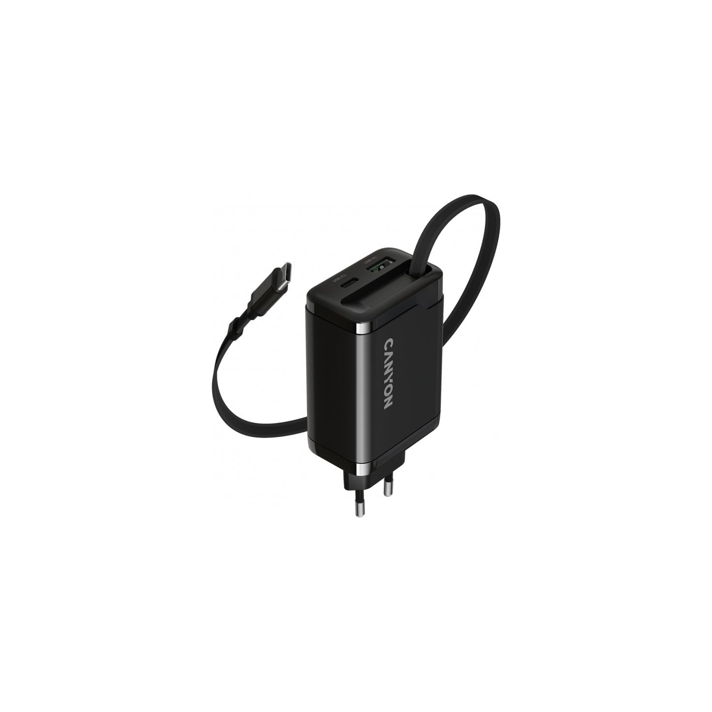 Canyon charger OnCharge 65RC Build-In Cable USB-C 65W 1xPD 1xQC EU Black