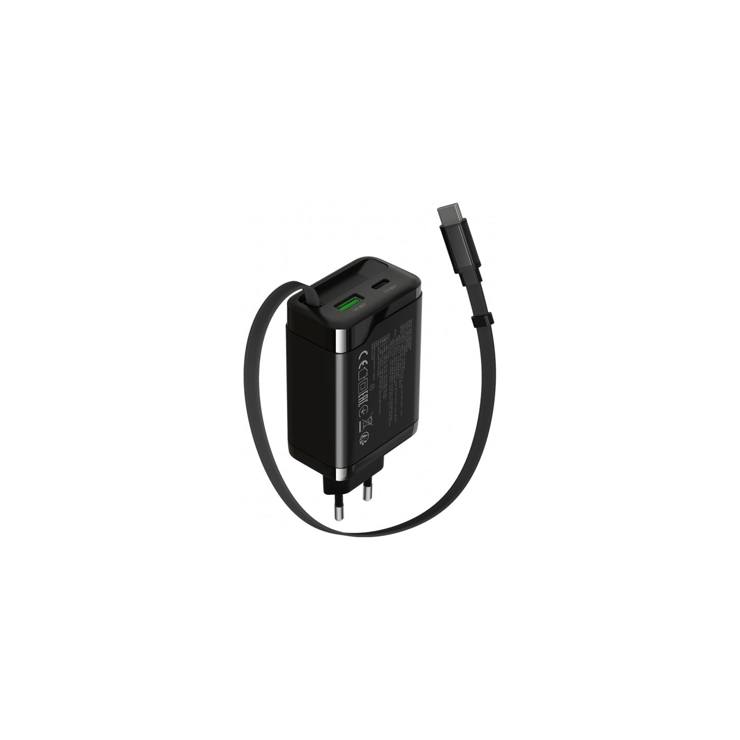 Canyon charger OnCharge 65RC Build-In Cable USB-C 65W 1xPD 1xQC EU Black
