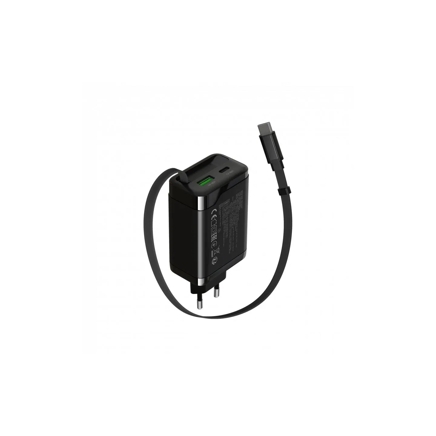 Canyon charger OnCharge 65RC Build-In Cable USB-C 65W 1xPD 1xQC EU Black