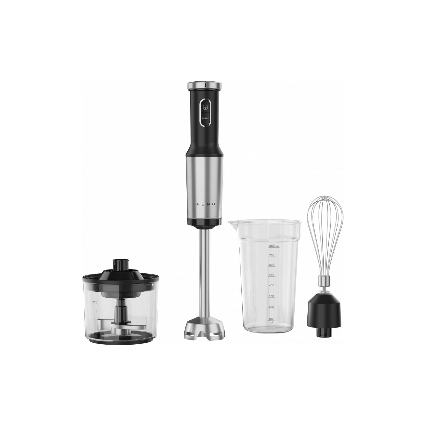 Aeno Hand Blender, 1200W in CB, Black, Tiger Teeth Cutter, Whisk, Food Processor, Cup