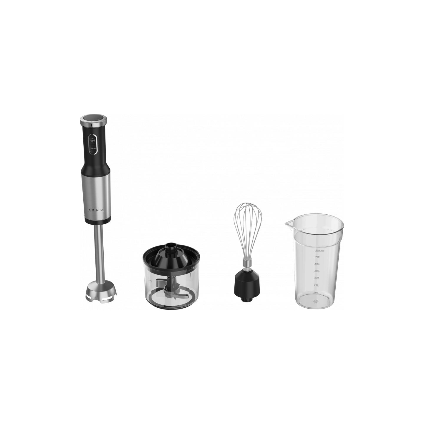 Aeno Hand Blender, 1200W in CB, Black, Tiger Teeth Cutter, Whisk, Food Processor, Cup