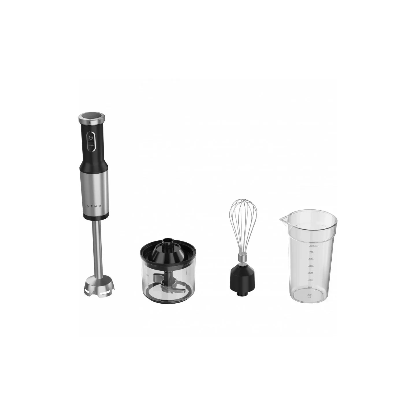 Aeno Hand Blender, 1200W in CB, Black, Tiger Teeth Cutter, Whisk, Food Processor, Cup