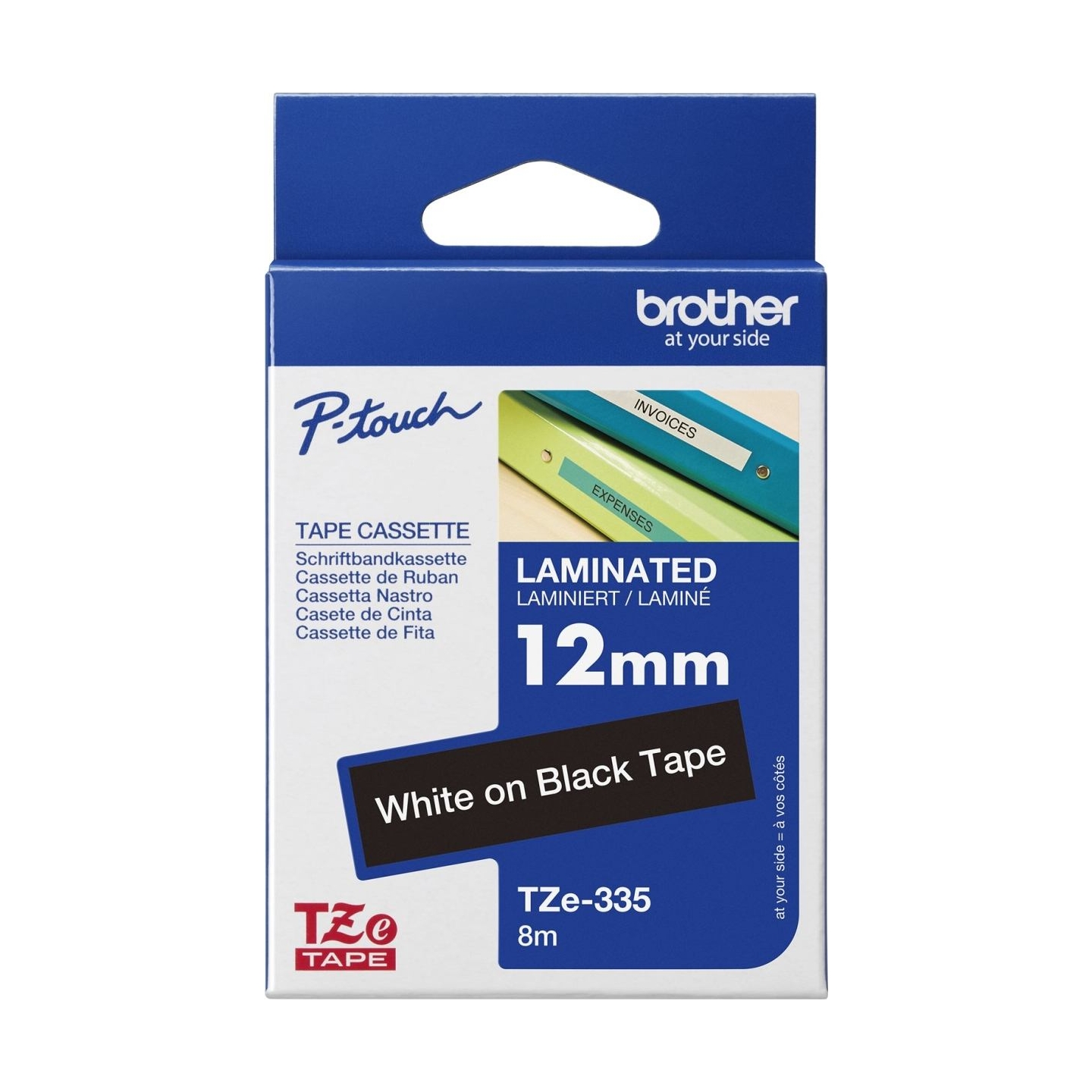 Brother TZE335 tape white/black 12mm 8m