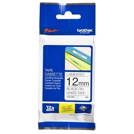 Brother TZE231S2 black/white 12mm 4m