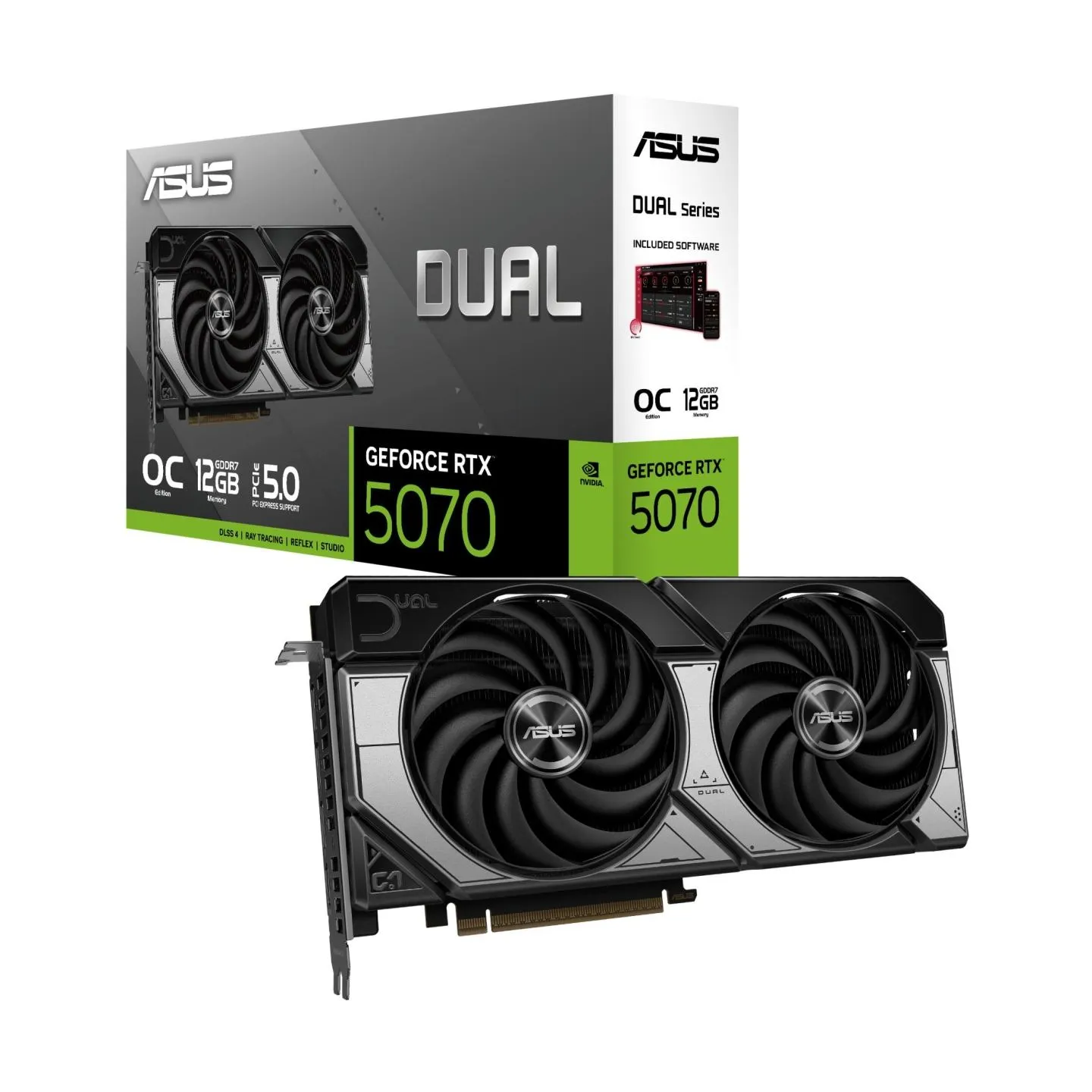 Asus Graphics Card|ASUS|NVIDIA GeForce RTX 5070|12 GB|GDDR7|192 bit|PCIE 5.0 16x|Dual Slot Fansink|1xHDMI|3xDisplayPort|DUAL-RTX