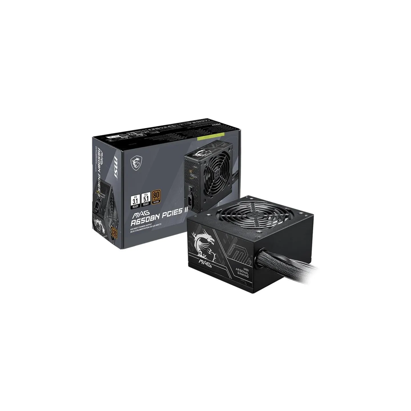 MSI Power Supply|MSI|ATX|PC|100 - 240 V|650 W|MAGA650BNPCIE5II