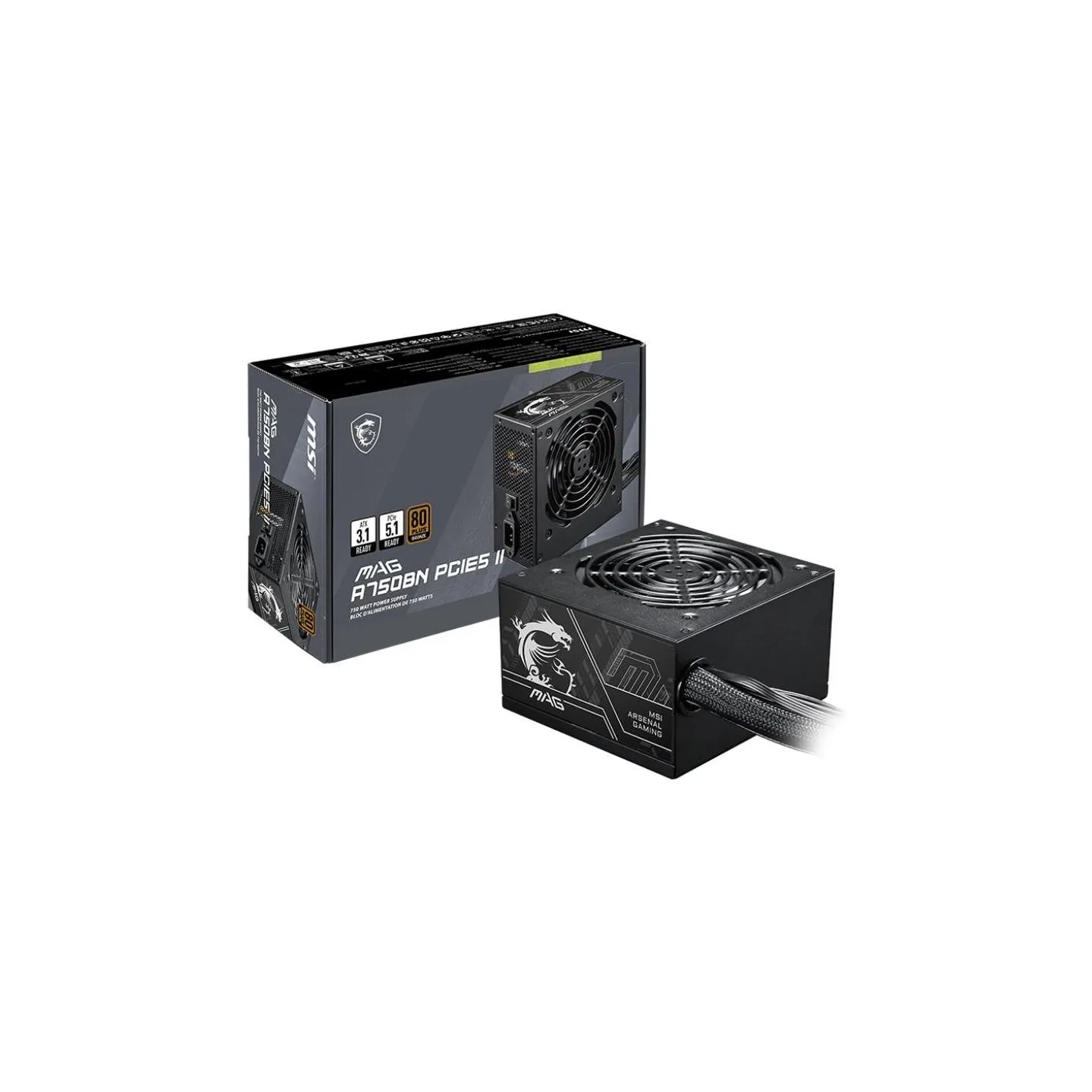 MSI Power Supply|MSI|MAG A750BN PCIE5 II|ATX|PC|100 - 240 V|750 W|MAGA750BNPCIE5II