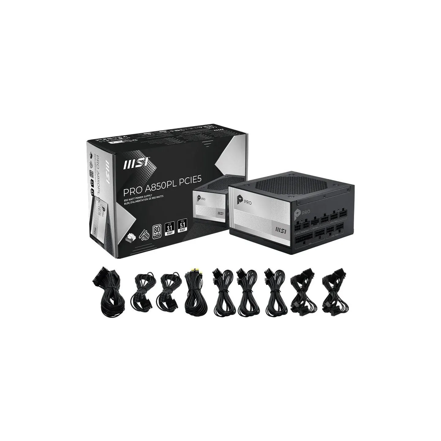 MSI Power Supply|MSI|PRO A850PL PCIE5|ATX|PC|100 - 240 V|850 W|PROA850PLPCIE5