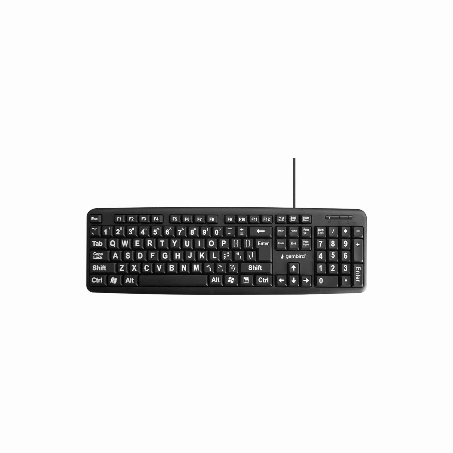 Gembird KEYBOARD STANDART USB ENG BIG/LETT. BLACK KB-US-103 GEMBIRD