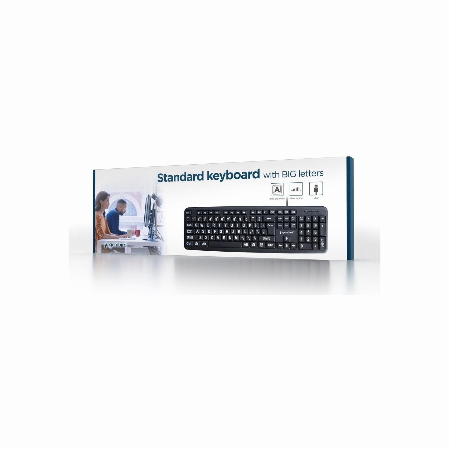 Gembird KEYBOARD STANDART USB ENG BIG/LETT. BLACK KB-US-103 GEMBIRD