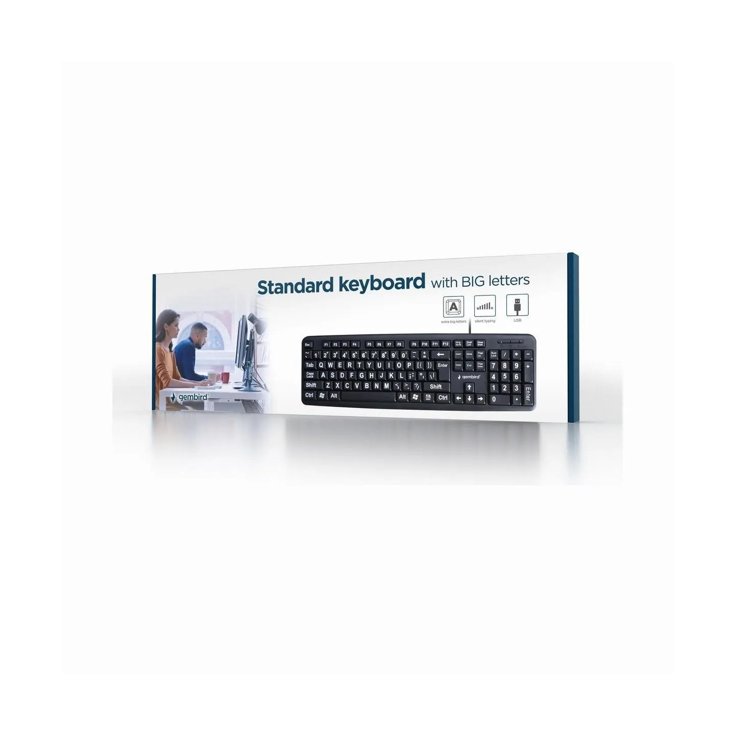 Gembird KEYBOARD STANDART USB ENG BIG/LETT. BLACK KB-US-103 GEMBIRD