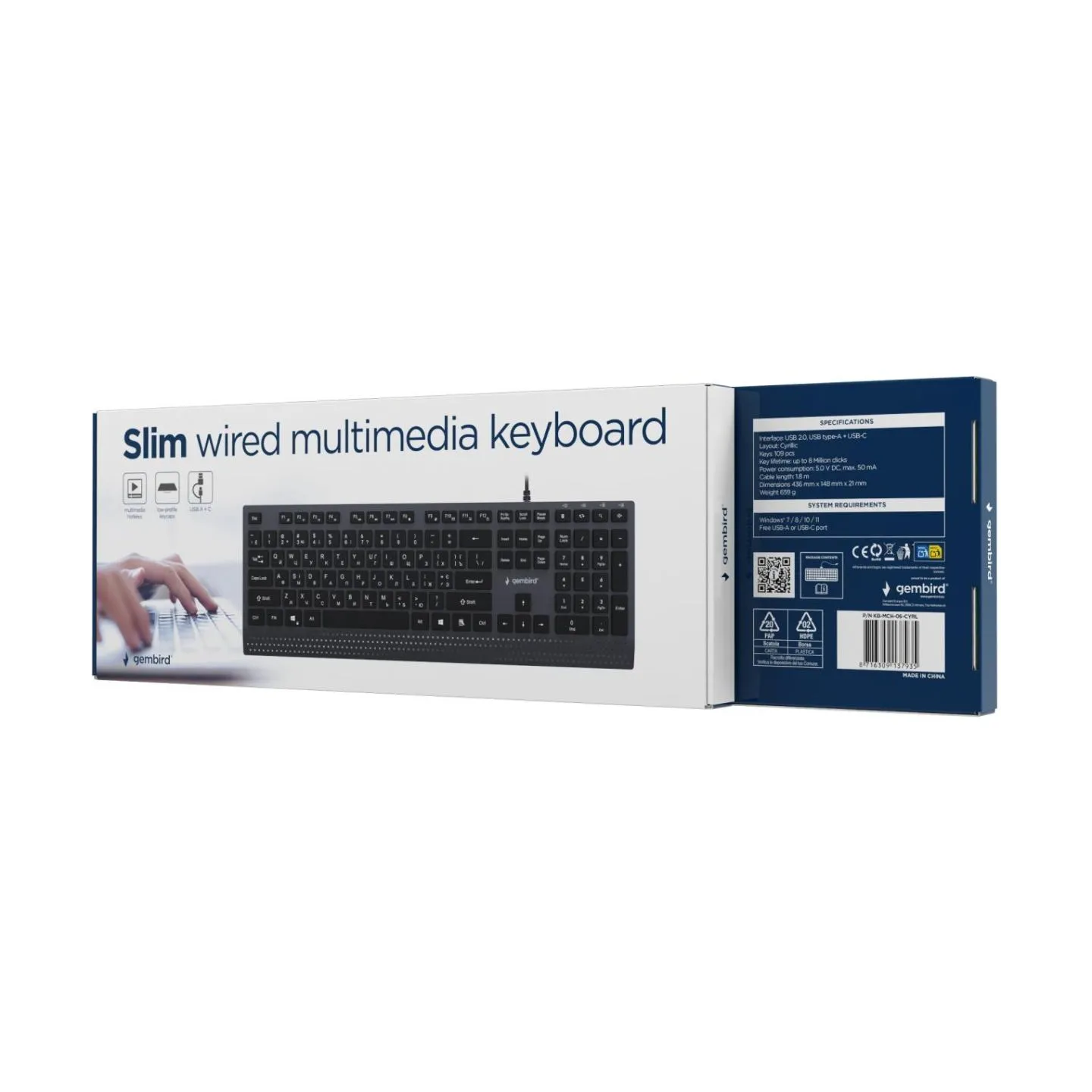 Gembird KEYBOARD MULTIMEDIA USB CYRILL/BLACK KB-MCH-06-CYRL GEMBIRD