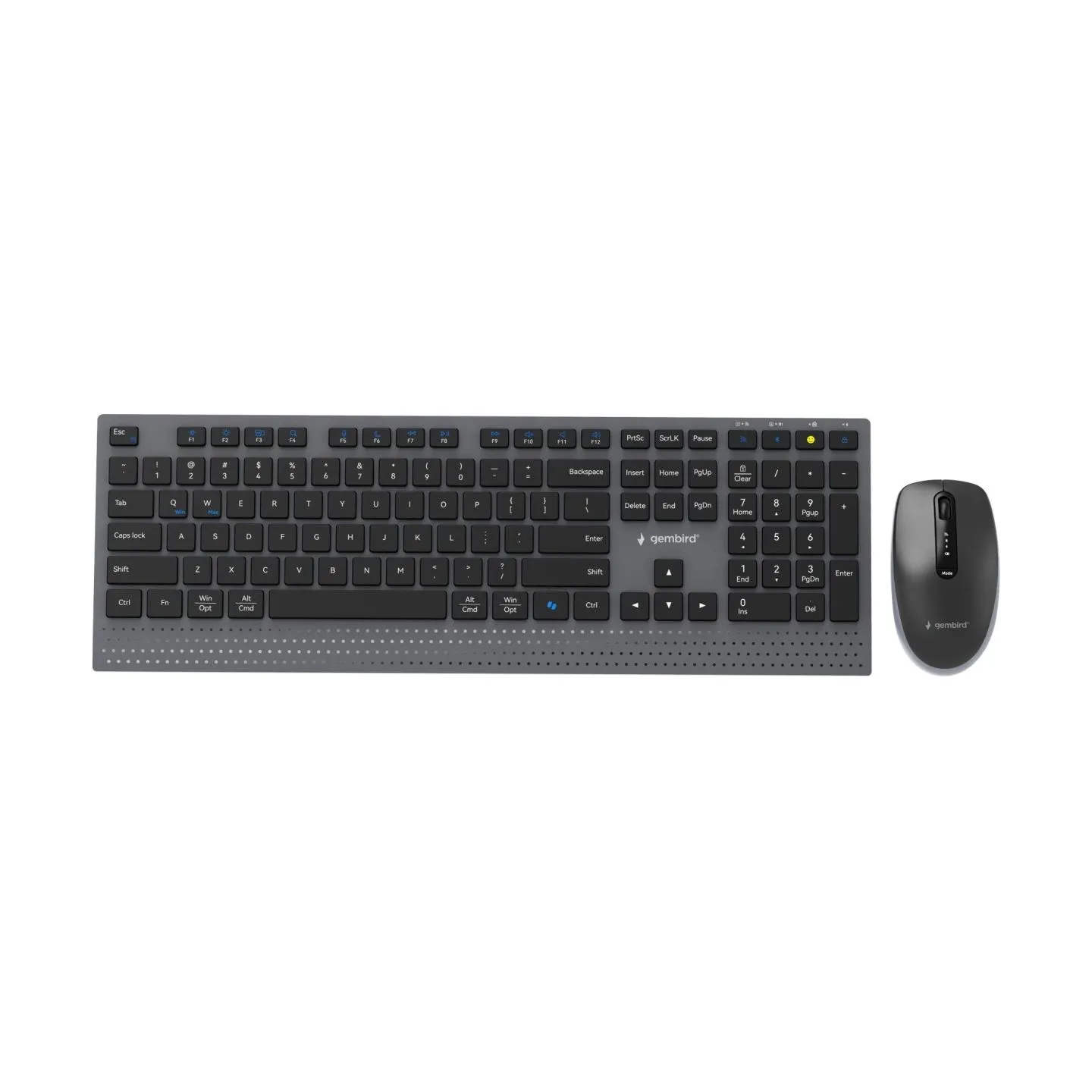 Gembird KBS-WPS-02 Dual-mode slim wireless desktop set, 2.4G+BT, US layout | Gembird