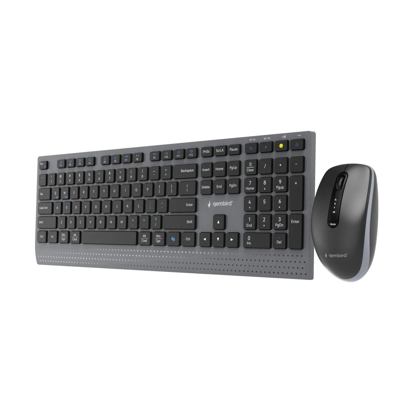 Gembird KBS-WPS-02 Dual-mode slim wireless desktop set, 2.4G+BT, US layout | Gembird