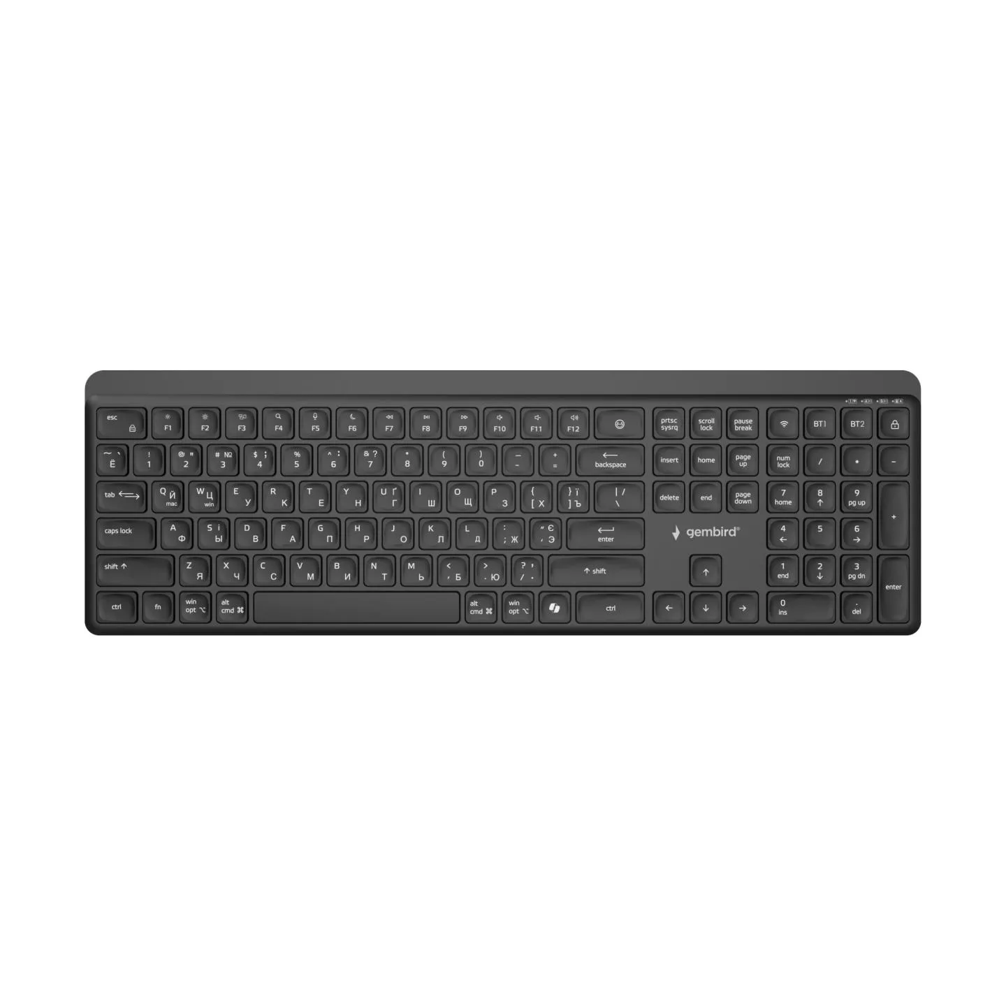 Gembird KB-WPS-03-CYRL Dual-mode pro-business slim wireless keyboard, 2.4G+BT, Cyrillic layout | Gembird