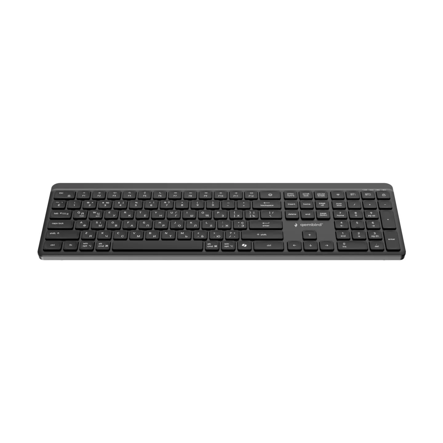 Gembird KB-WPS-03-CYRL Dual-mode pro-business slim wireless keyboard, 2.4G+BT, Cyrillic layout | Gembird