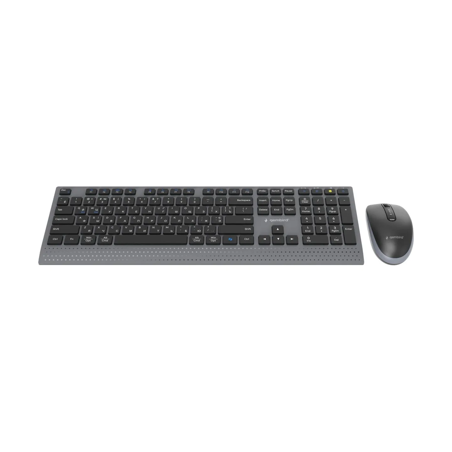 Gembird KBS-WPS-02-CYRL Dual-mode slim wireless desktop set, 2.4G+BT, Cyrillic layout | Gembird