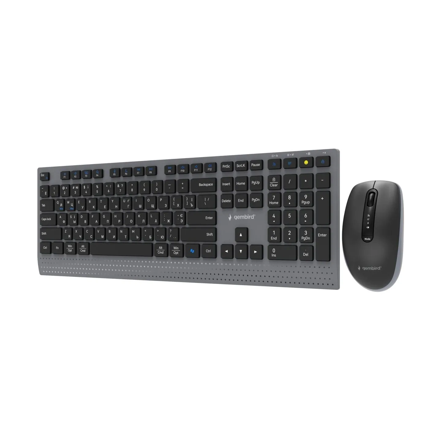Gembird KBS-WPS-02-CYRL Dual-mode slim wireless desktop set, 2.4G+BT, Cyrillic layout | Gembird
