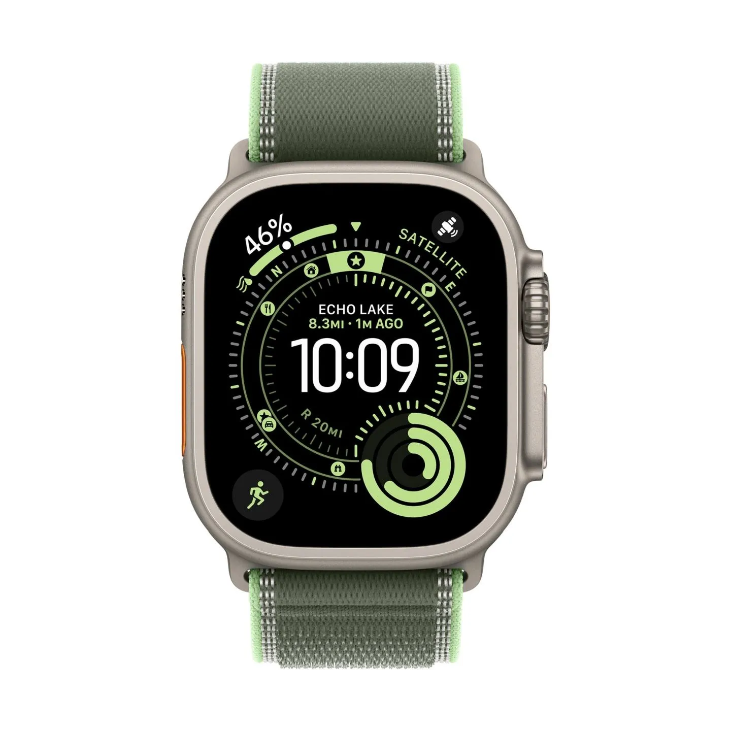 Apple 49mm Green/Neon Trail Loop - S/M - Natural Titanium Finish | Apple