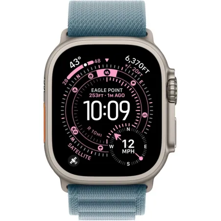 Apple 49mm Light Blue Alpine Loop - Large - Natural Titanium Finish | Apple