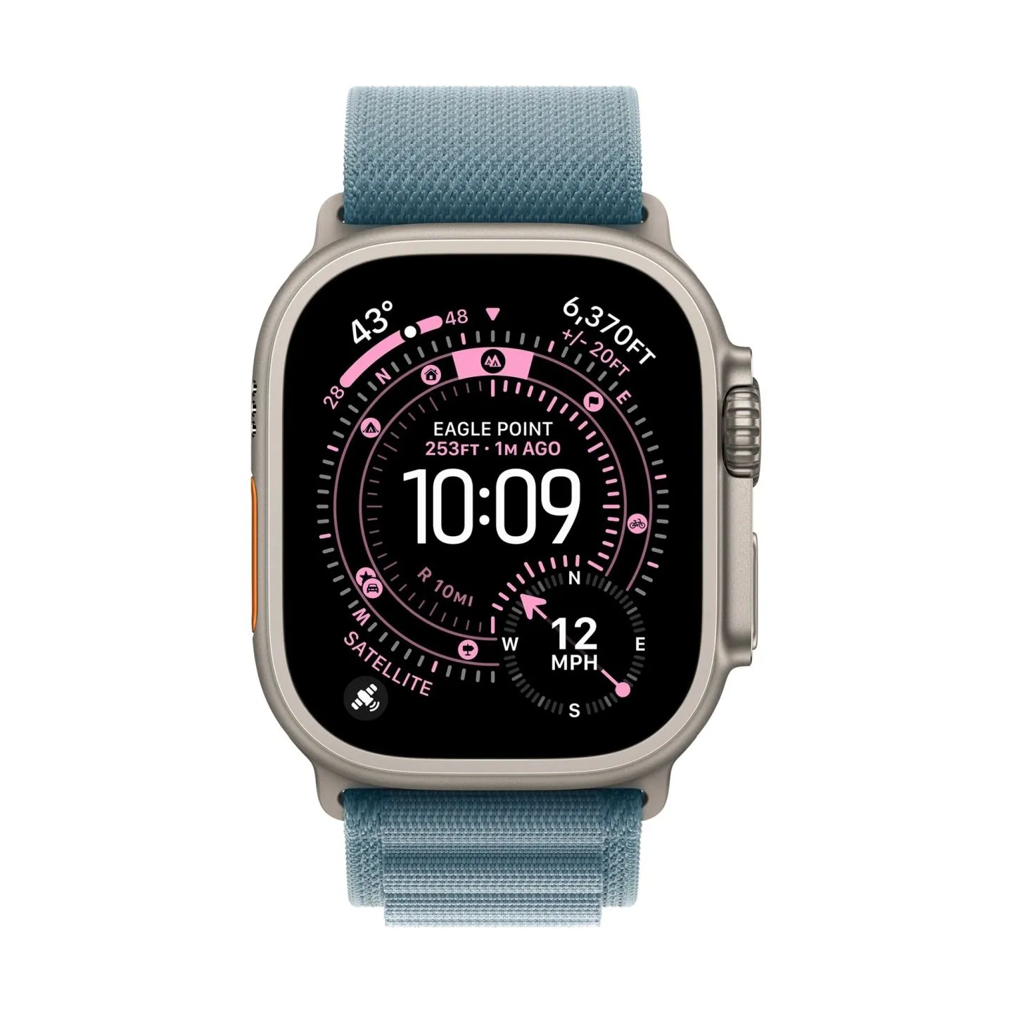 Apple 49mm Light Blue Alpine Loop - Large - Natural Titanium Finish | Apple