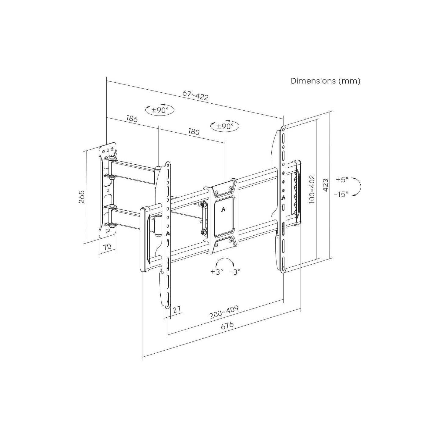 Gembird Full-motion TV wall mount37-90