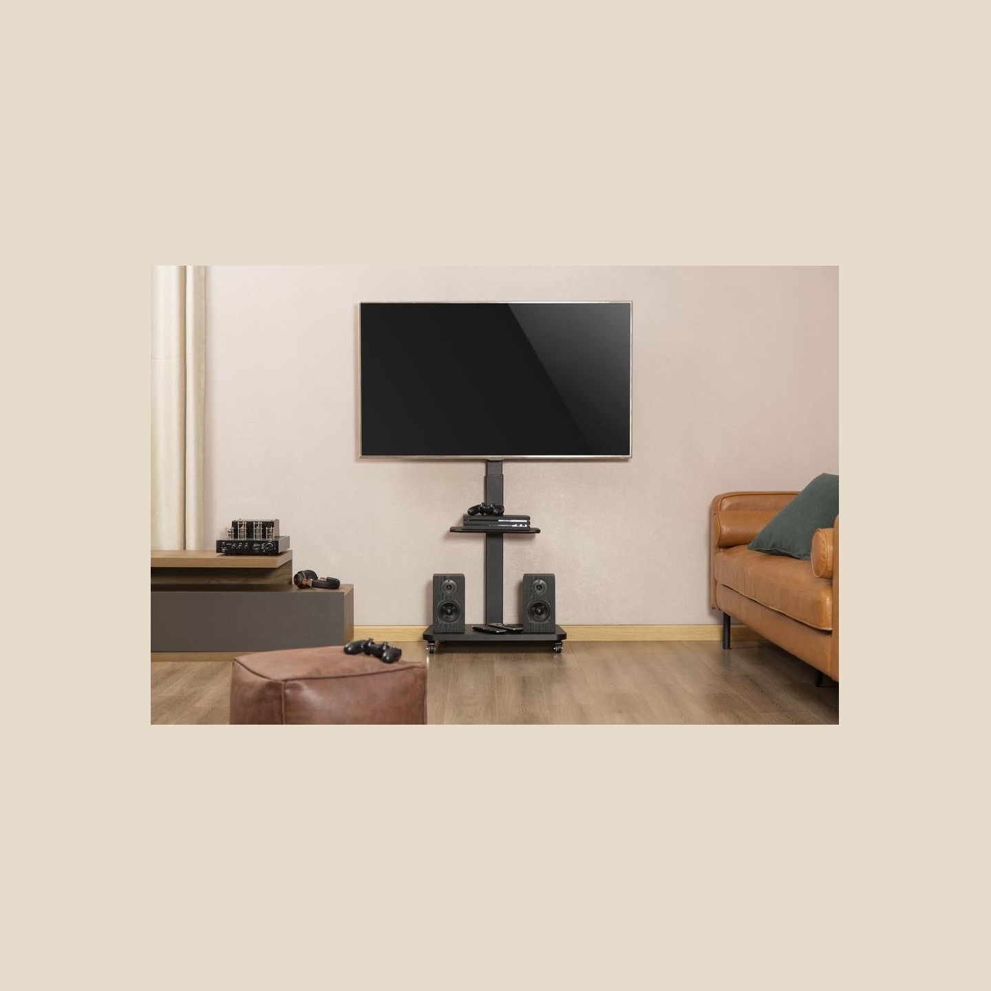 Gembird TV floor stand with caster wheel
