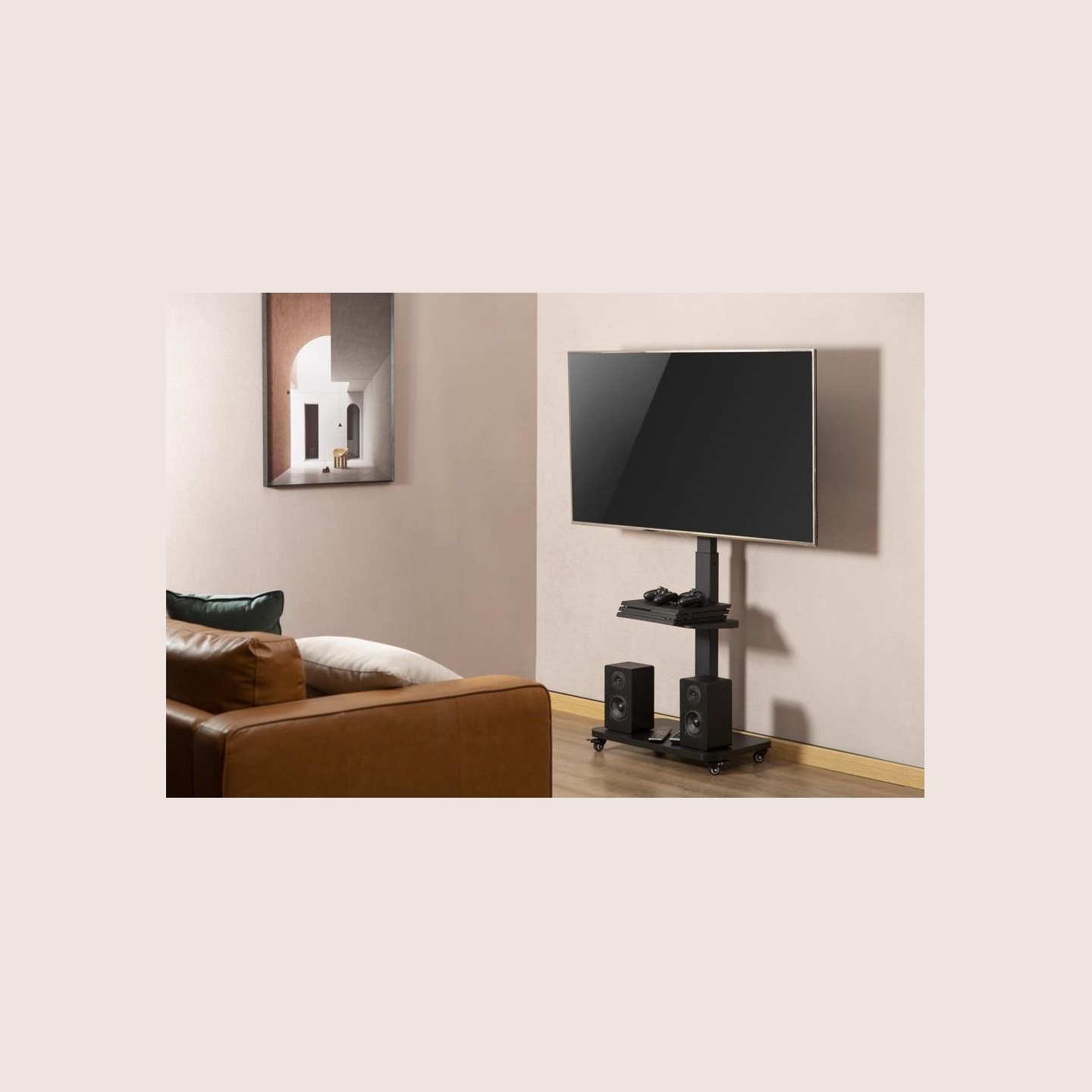 Gembird TV floor stand with caster wheel
