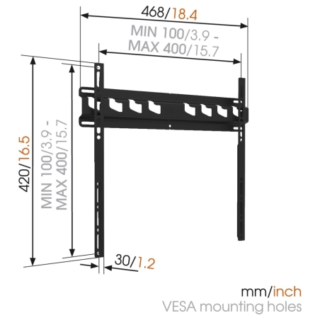Vogels | Wall mount | MA3000-A | Fixed | 32-55 " | Maximum weight (capacity) 60 kg | Black