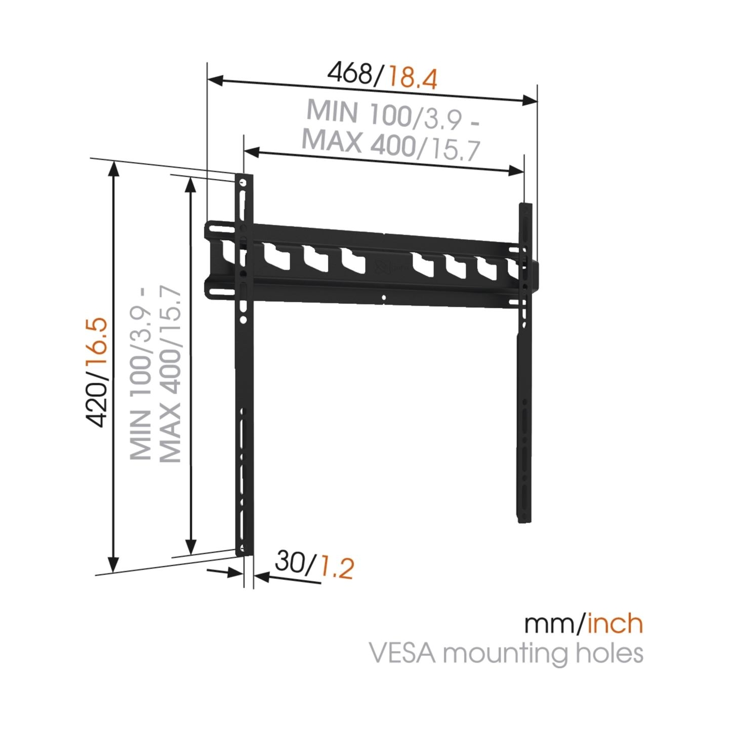 Vogels | Wall mount | MA3000-A | Fixed | 32-55 " | Maximum weight (capacity) 60 kg | Black