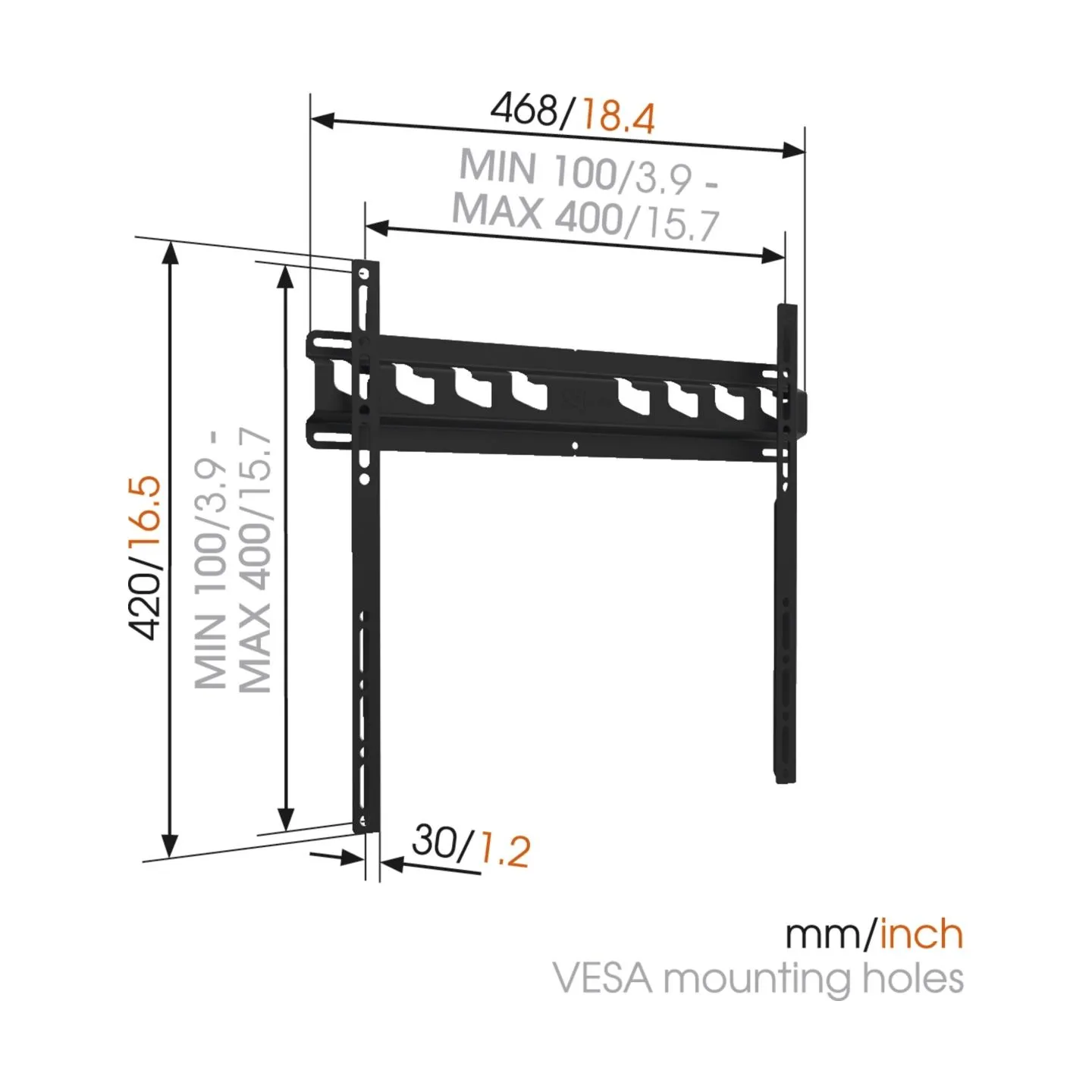 Vogels | Wall mount | MA3000-A | Fixed | 32-55 " | Maximum weight (capacity) 60 kg | Black
