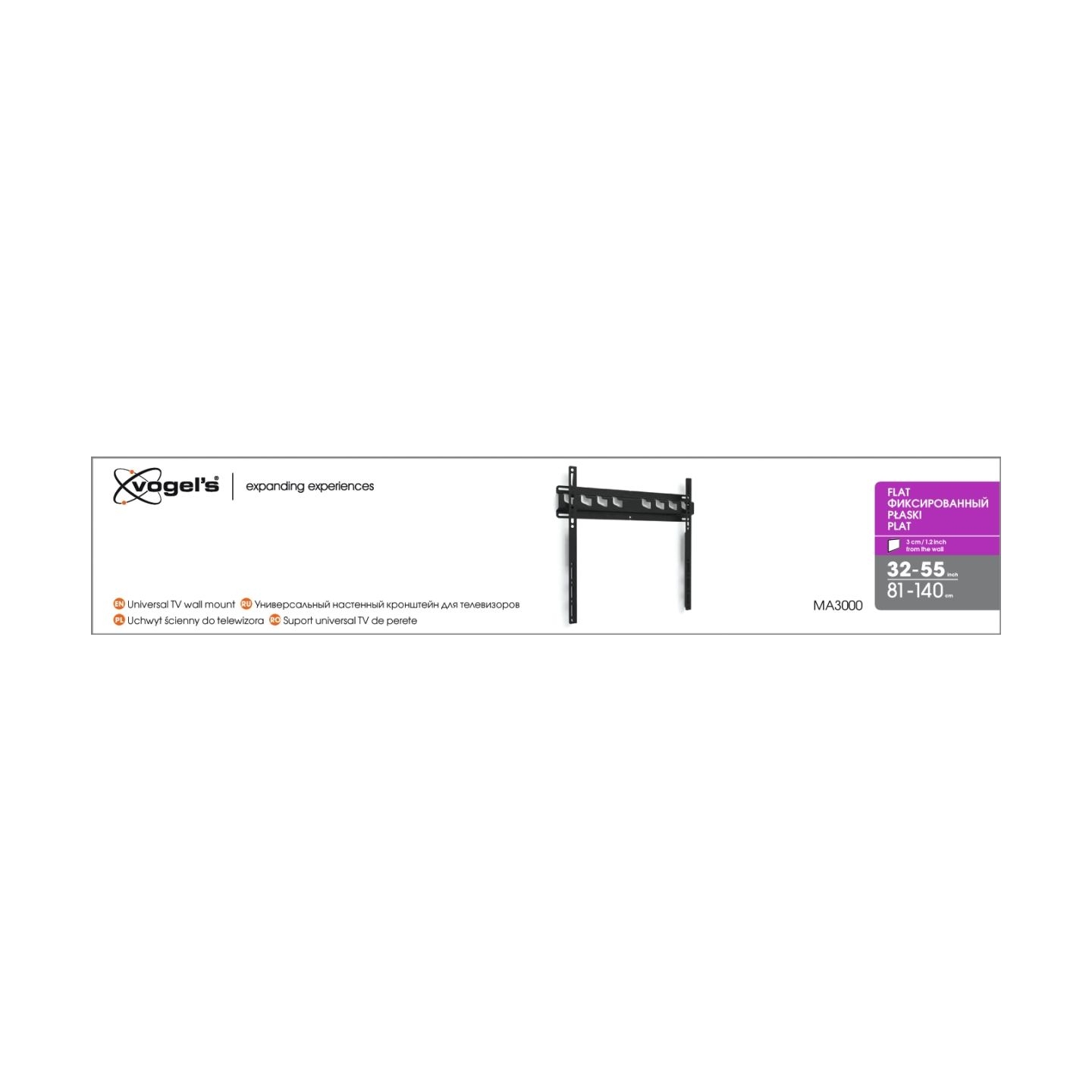 Vogels | Wall mount | MA3000-A | Fixed | 32-55 " | Maximum weight (capacity) 60 kg | Black