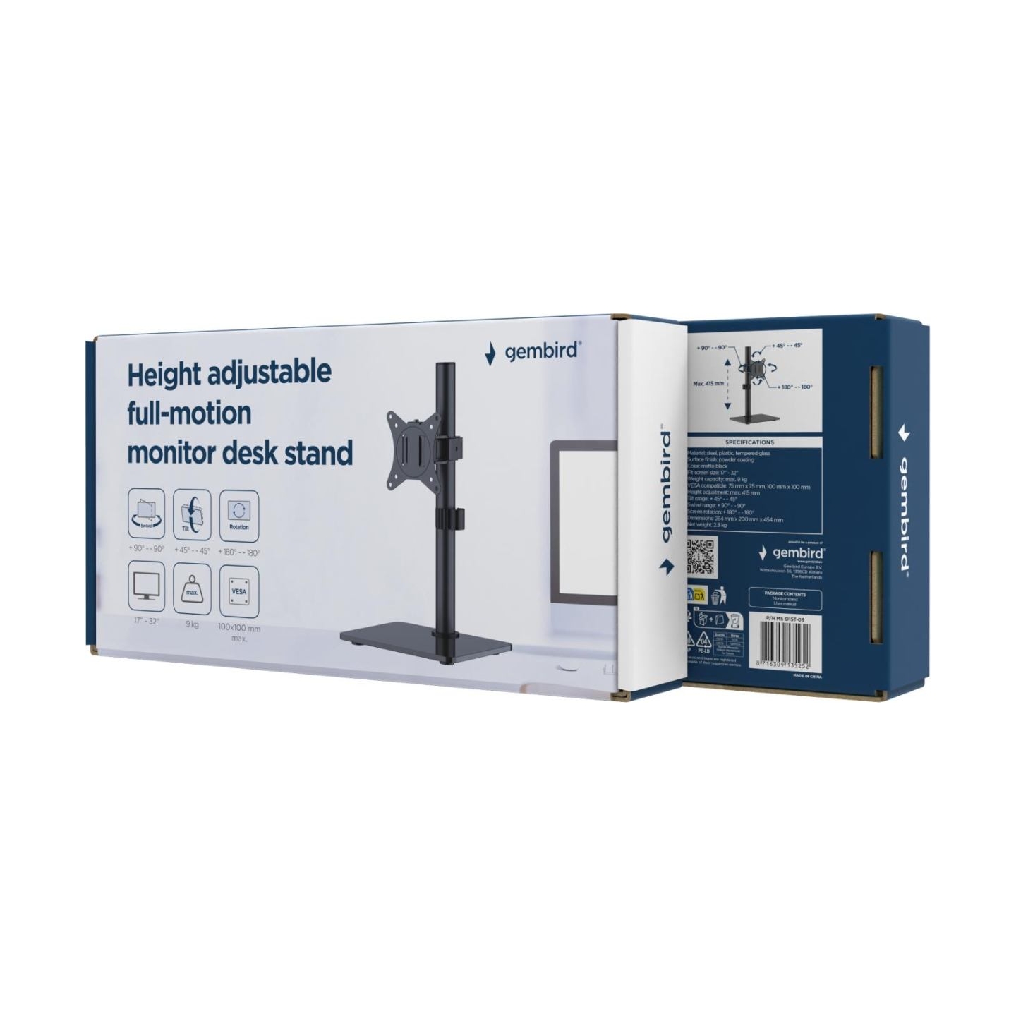 Gembird MONITOR ACC DESK STAND 13-32"/MS-D1ST-03 GEMBIRD