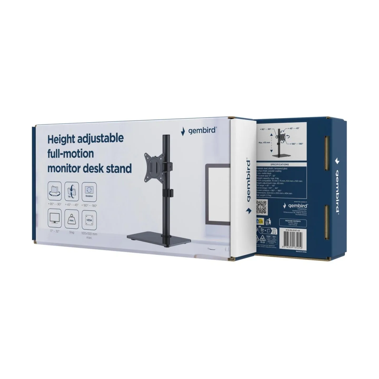 Gembird MONITOR ACC DESK STAND 13-32"/MS-D1ST-03 GEMBIRD