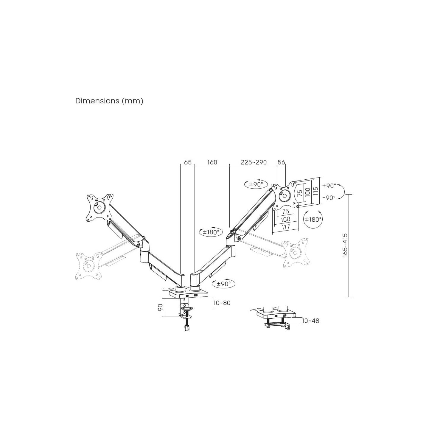 Gembird Adjustable desk 2-display