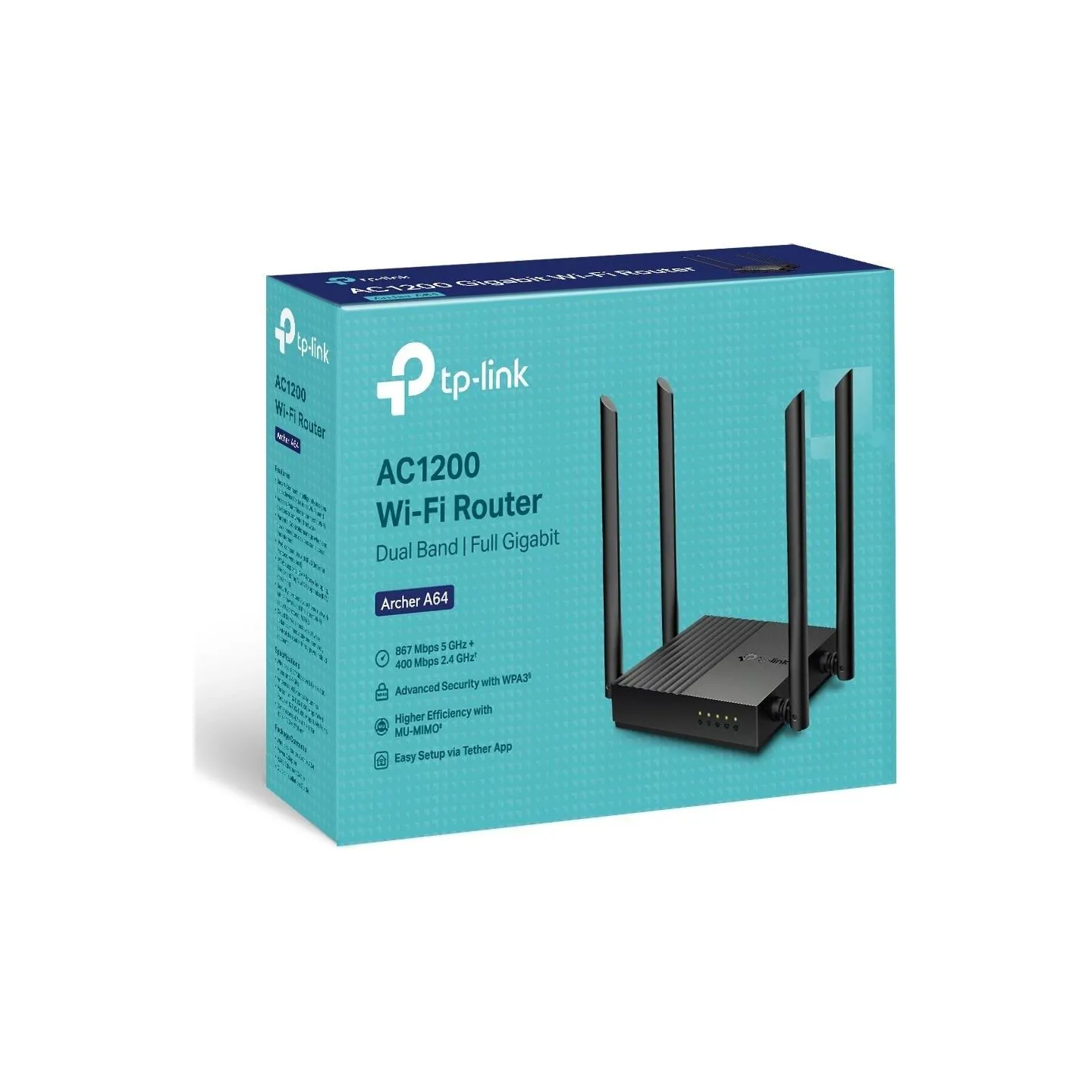 Tp-Link Wireless Router|TP-LINK|Wireless Router|1200 Mbps|1 WAN|4x10/100/1000M|ARCHERA64