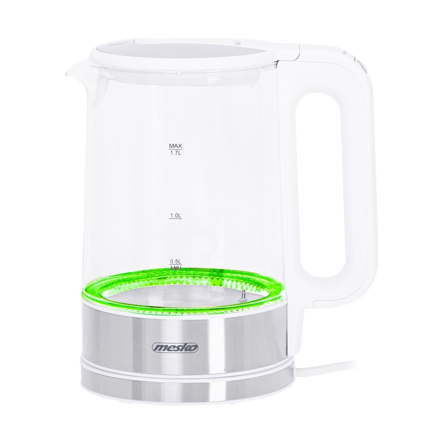 Mesko | Kettle | MS 1301w | Electric | 1850 W | 1.7 L | Glass | 360° rotational base | White