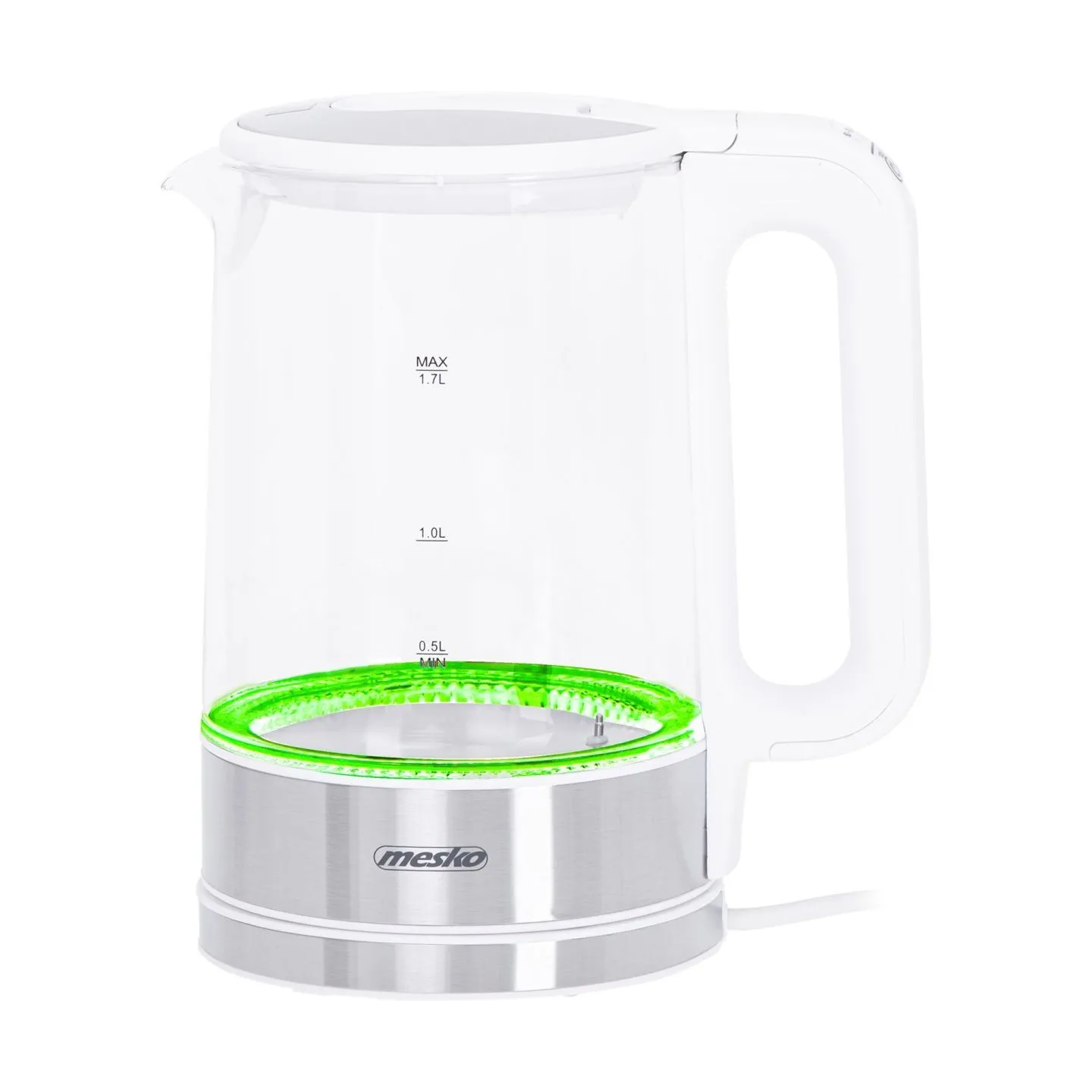 Mesko | Kettle | MS 1301w | Electric | 1850 W | 1.7 L | Glass | 360° rotational base | White